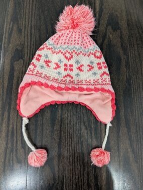 4/$20 Target Pink Fair Isle Trapper Hat Winter Beanie – 2T-5T